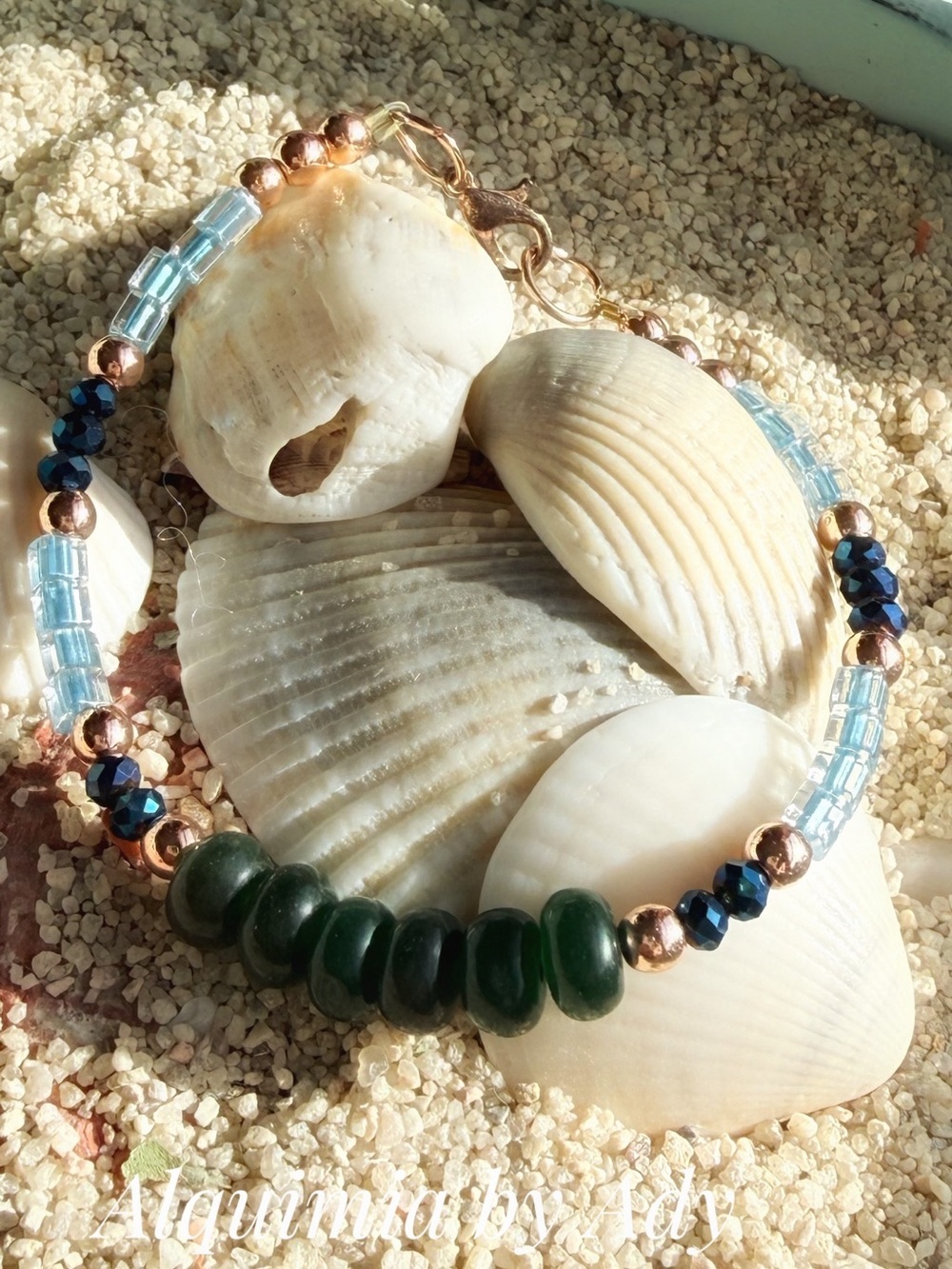 Untreated emerald dainty copper bracelet + SINGLE STRING